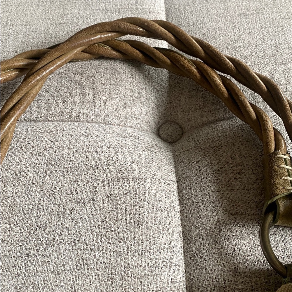 Via Spiga Beige Canvas & Brown Leather Braided-Handle Hobo Bag - Picture 6 of 14